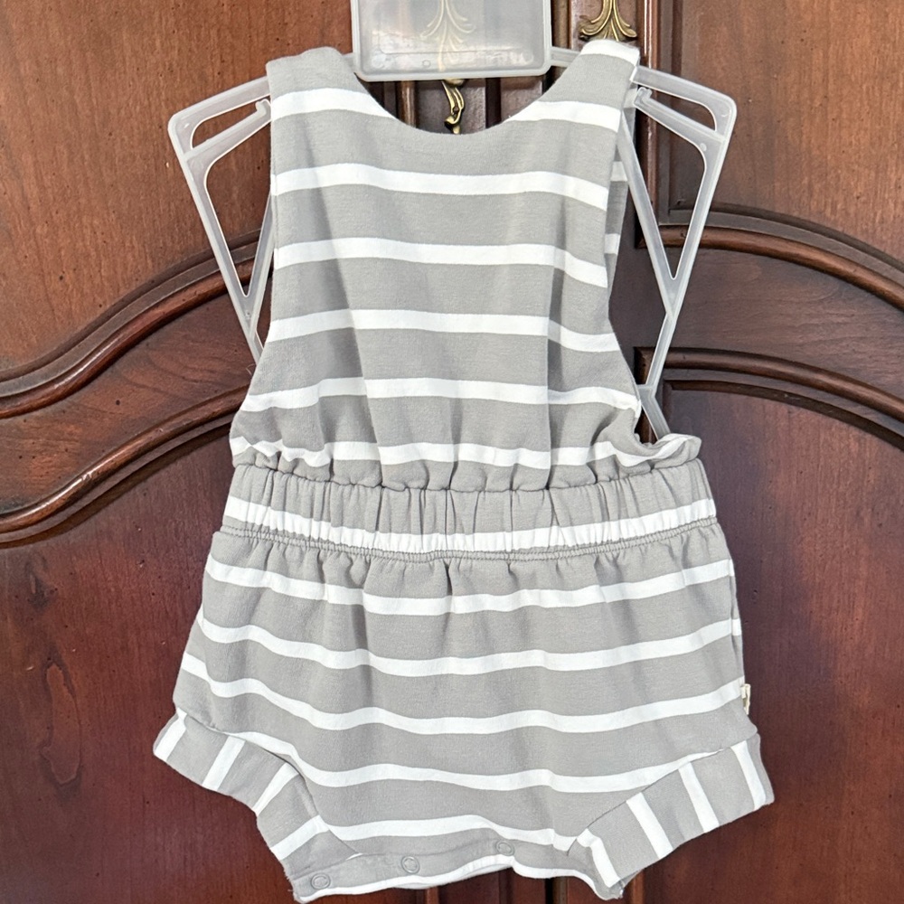 Monica + Andy Organic Cotton Striped Romper 18-24M Gray Baby Outfit